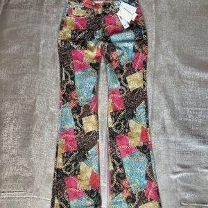 GUESS Chain Patchwork Multicolor Bootcut Jeans